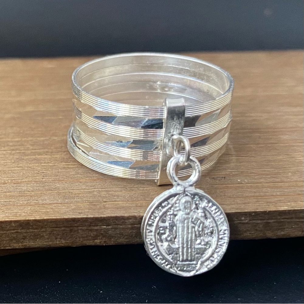 7 Stack Ring 925 Sterling Silver Saint Benedict Anillo Semanario Handmade Mexico